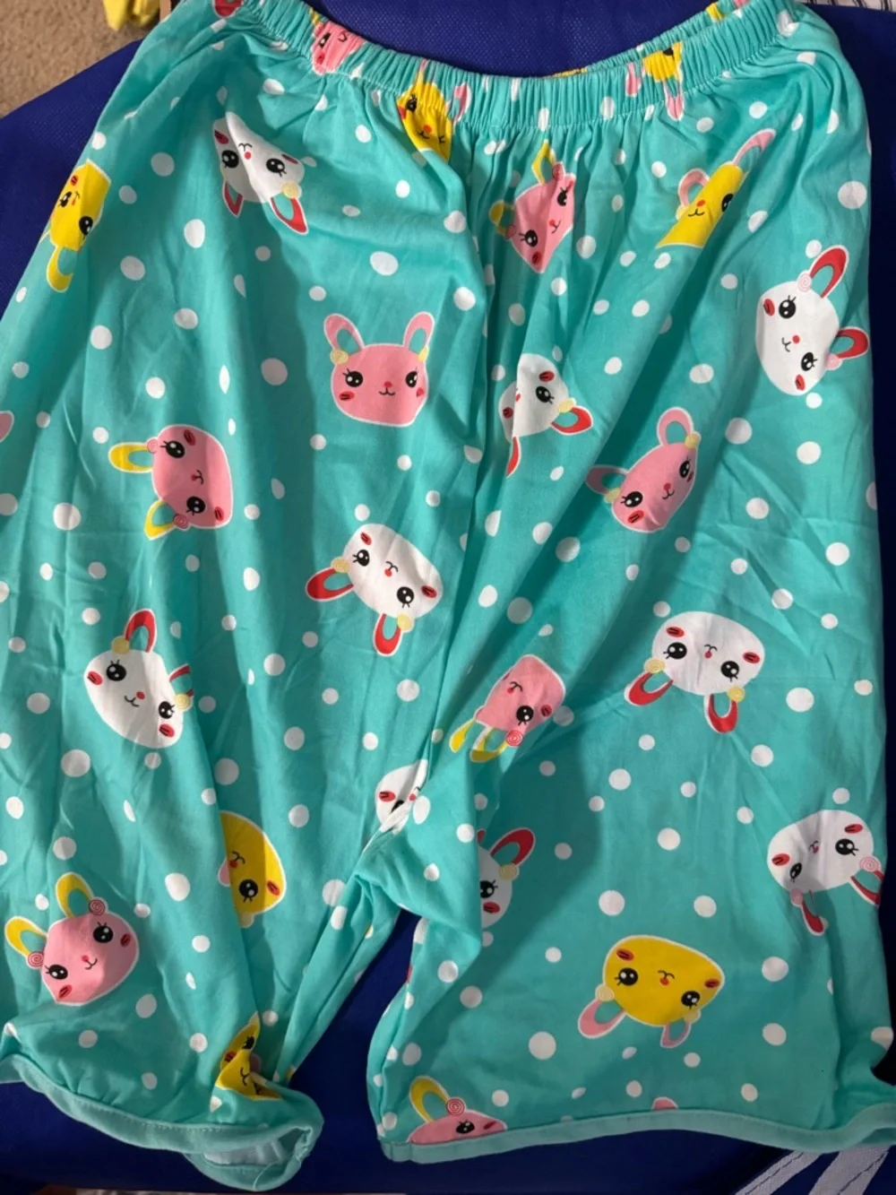 Bunny Print top/bottom lounge Set -Cute Yellow Bunny Design -NWT -Size See notes